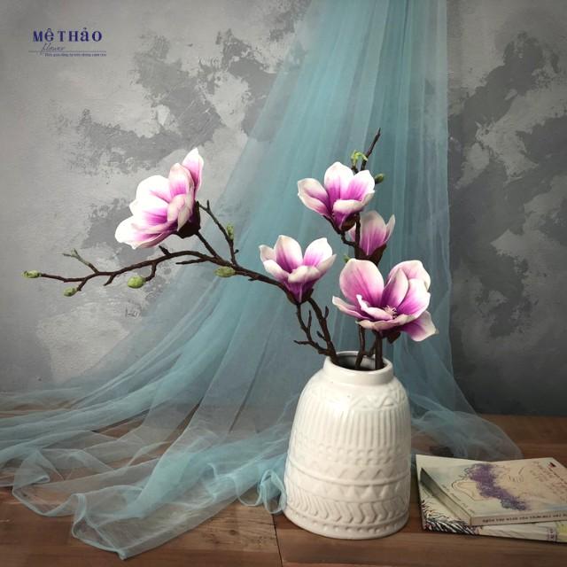 Cành Hoa Mộc Lan Giả Hoa Lụa Cao Cấp Trang Trí Nhà Cửa Cắm Bình Và Lọ Hoa Decor Sang Trọng