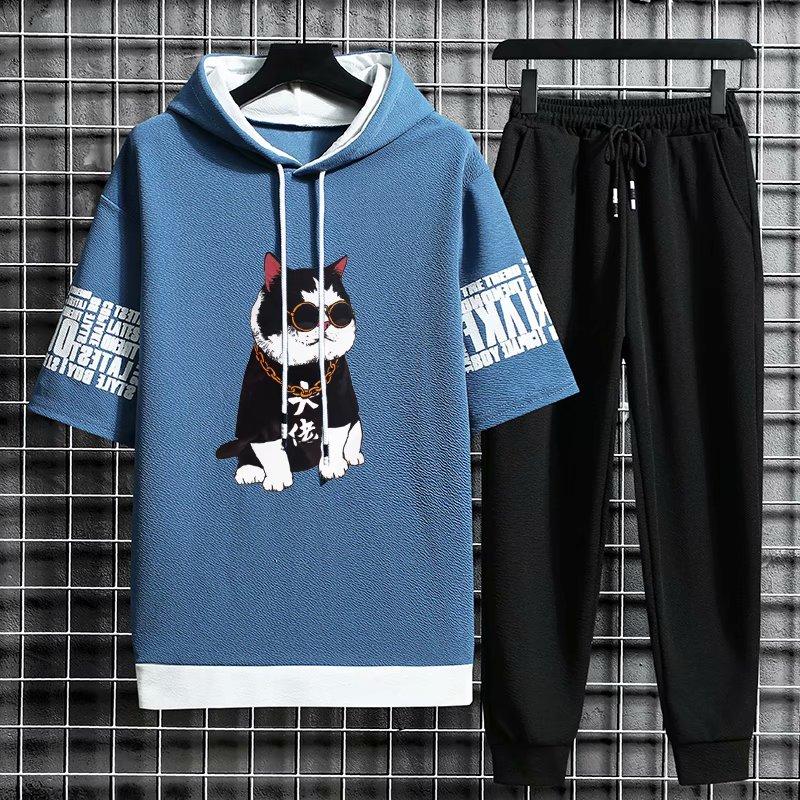 Bộ Đồ Thể Thao 6 Màu In Hoạt Hình Kiểu Hàn Quốc Thời Trang Mùa Hè 2021 Cho Nam