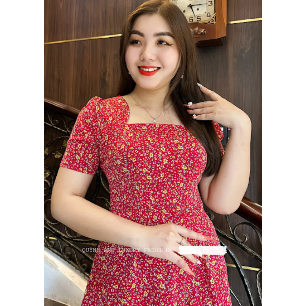 Váy Voan Hoa Nhí Đỏ Mận Dạo Phố Ngày Hè Siêu Xinh Hazel Dress