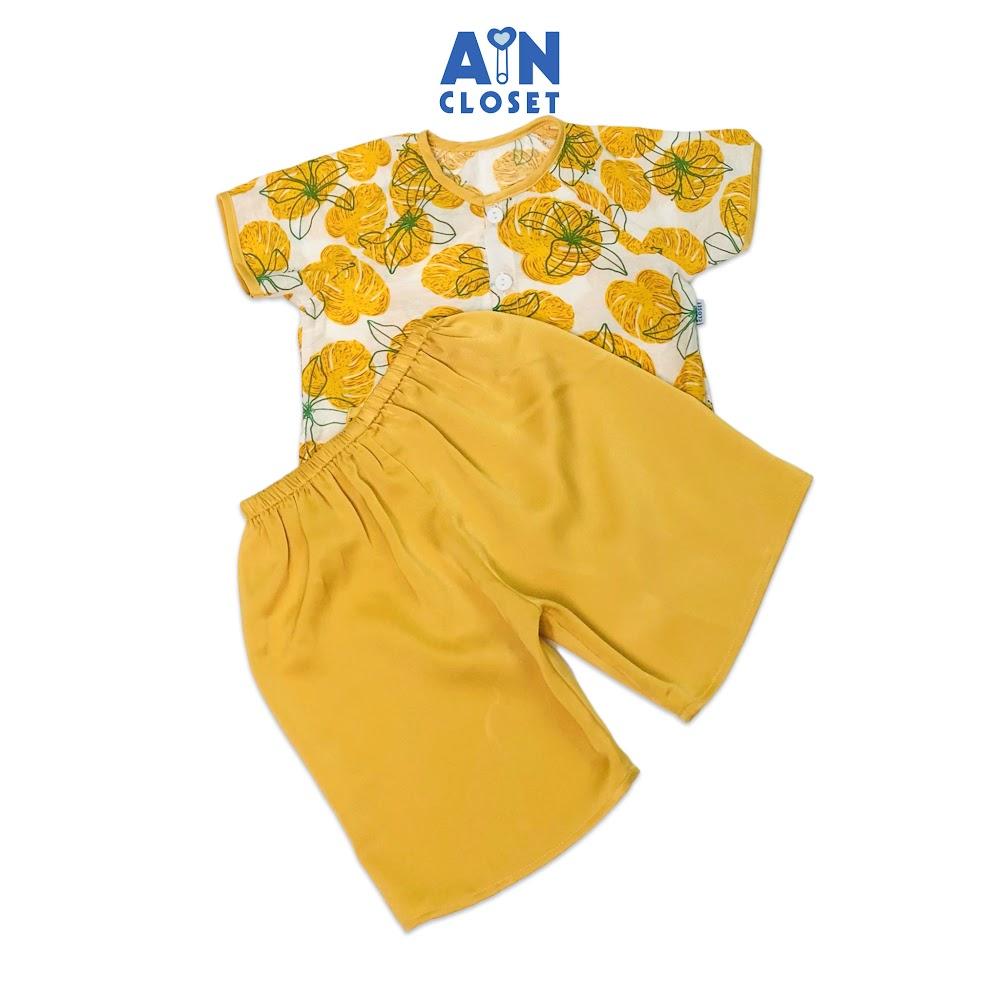 Bộ quần áo bà ba lửng bé gái họa tiết Hoa Ly vàng tơ - AICDBGNVFKBV - AIN Closet