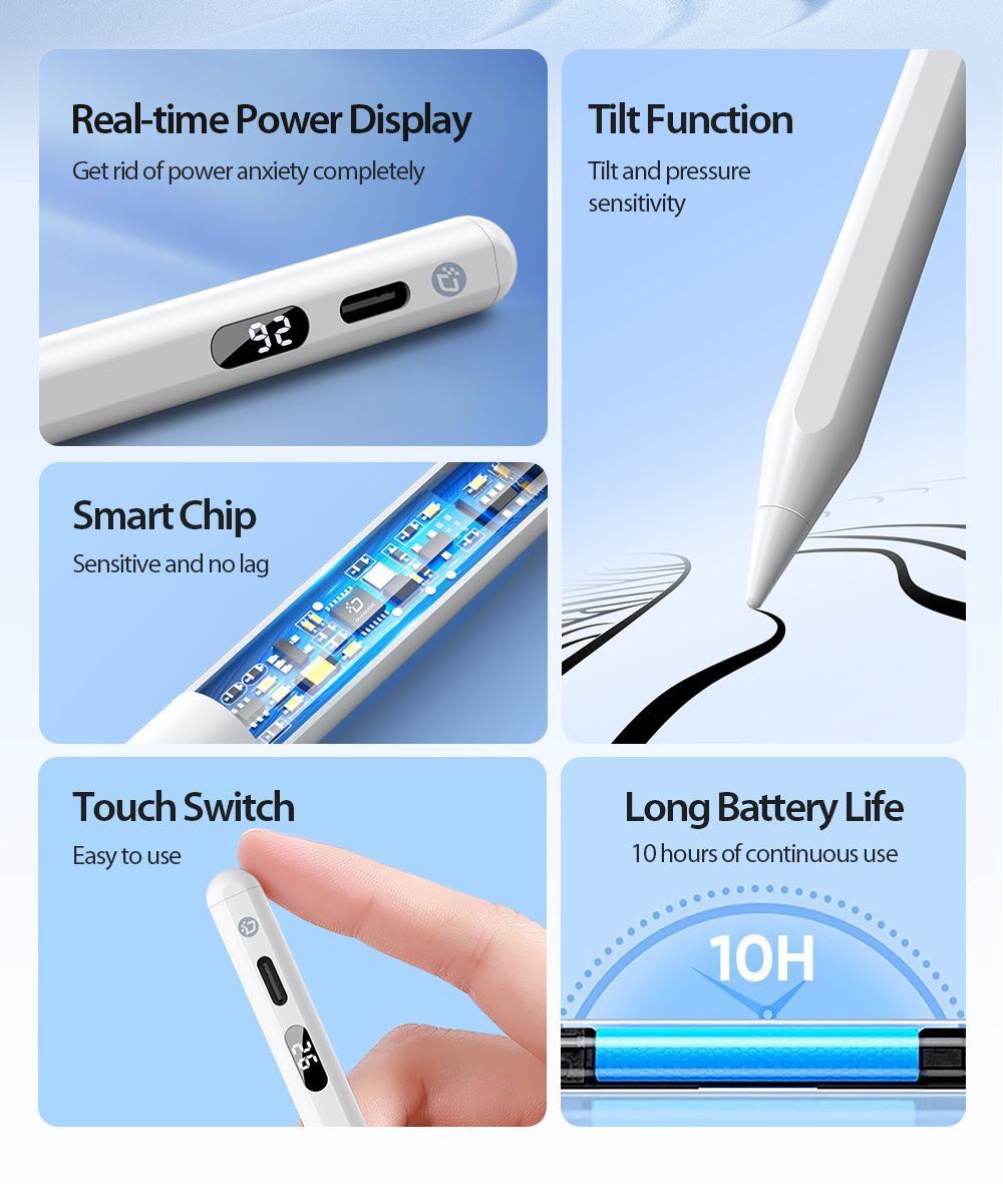 Bút cảm ứng cho iPad 2024, iPad Pro M4/ M2/ M1/ Air 4/5/6/ Ipad Mini 5/6/7/ Ipad Gen 7/8/9/10, Dux Ducis SP-06 Stylus_ Hàng Chính Hãng