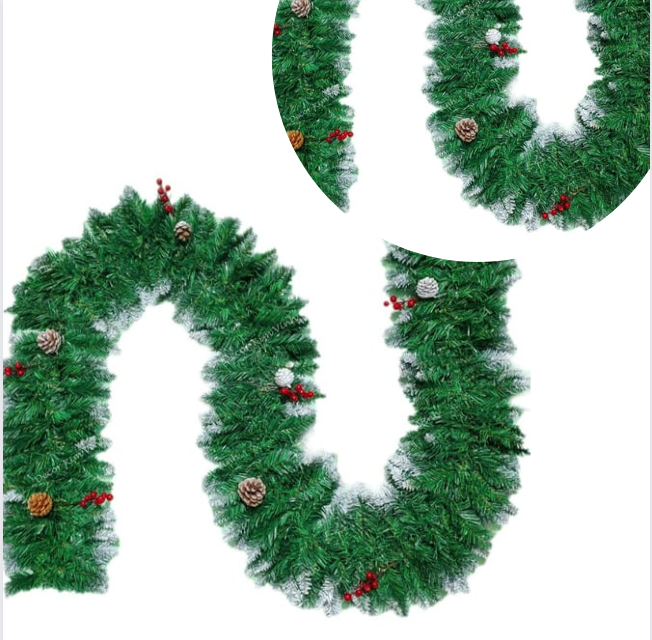 Dây Lá Thông Viền Phun Tuyết 2.7m B16 Trang Trí Giáng Sinh Noel