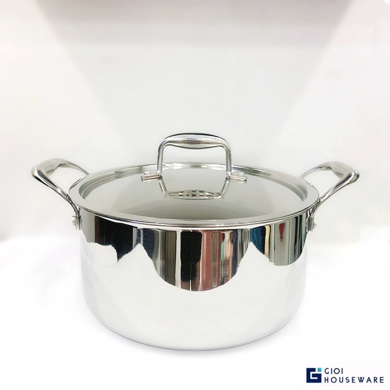 Nồi 3 Đáy inox304, Đánh Bóng Gương Chất Lượng Cao, 5Lít 24cm