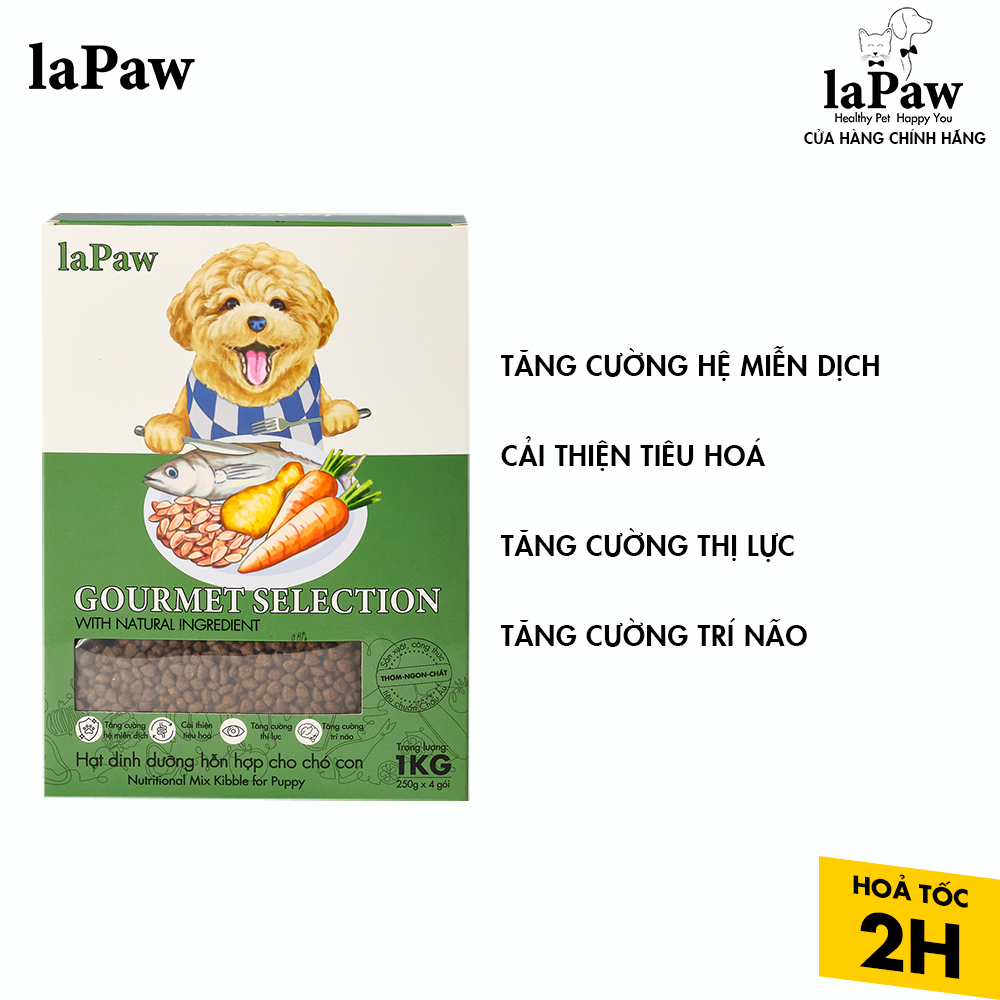 Hạt cho chó con hỗn hợp dinh dưỡng chuẩn Âu laPaw Gourmet 1KG