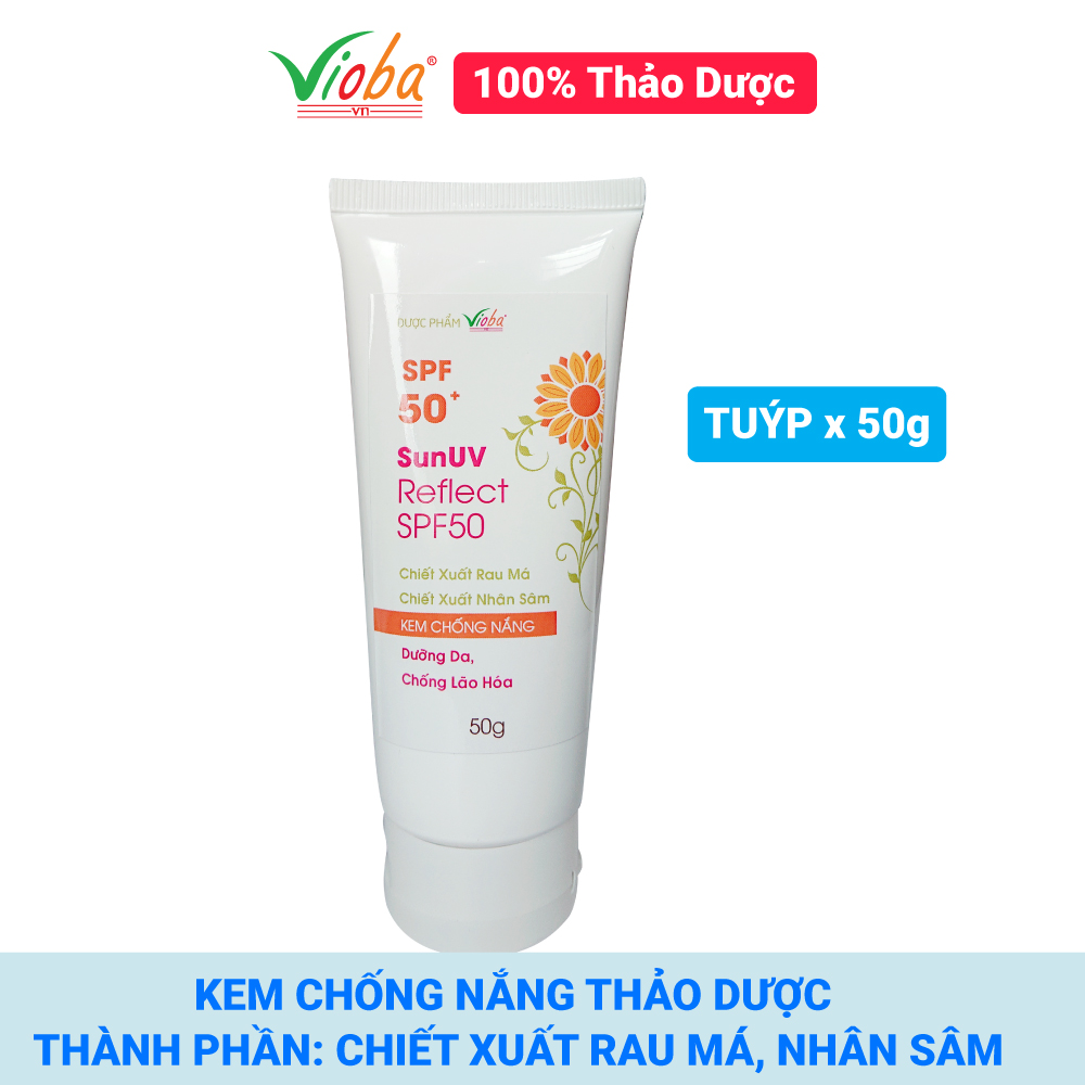 Dưỡng da, chống lão hóa chống nắng, ngăn tác hại của các tia: UVB, UVA. Góp phần làm mờ các vết: thâm, nám, tàn nhang. Kem chống nắng SunUV Reflect SPF50, tuýp 50g.