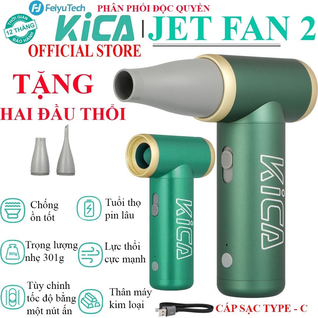 Máy Thổi Khí Nén Mini Cầm Tay KICA JET FAN 2, Máy Hút Thổi Bụi Điện Không Dây Quạt Turbo Để Làm Sạch Bàn Phím/Ghế ô tô/Máy Tính/BBQ..v.v - Hàng Chính Hãng