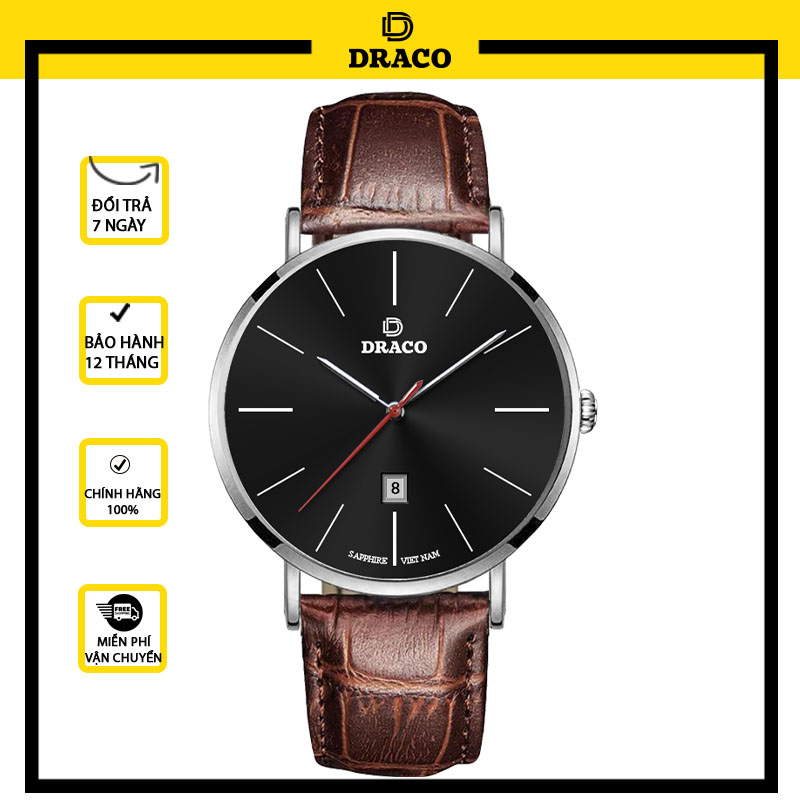 Đồng Hồ Nam DRACO D21-ST02 “Classic Boy” Đen Da Nâu