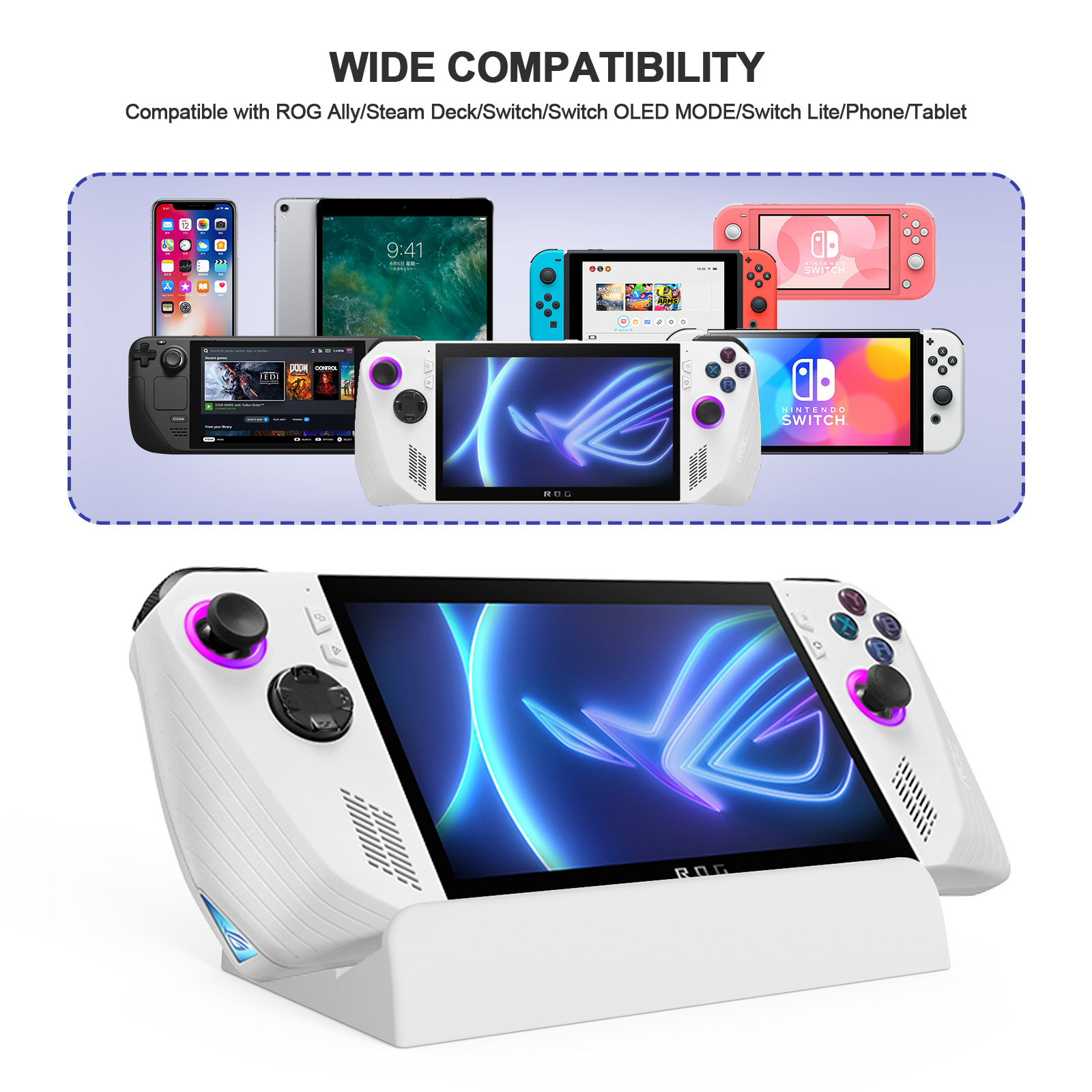 Chân Đế JYS Multi Angle Stand đứng máy chơi game cho ROG Ally / Steam Deck / Nintendo Switch / Smartphone / Tablet - Hàng nhập khẩu