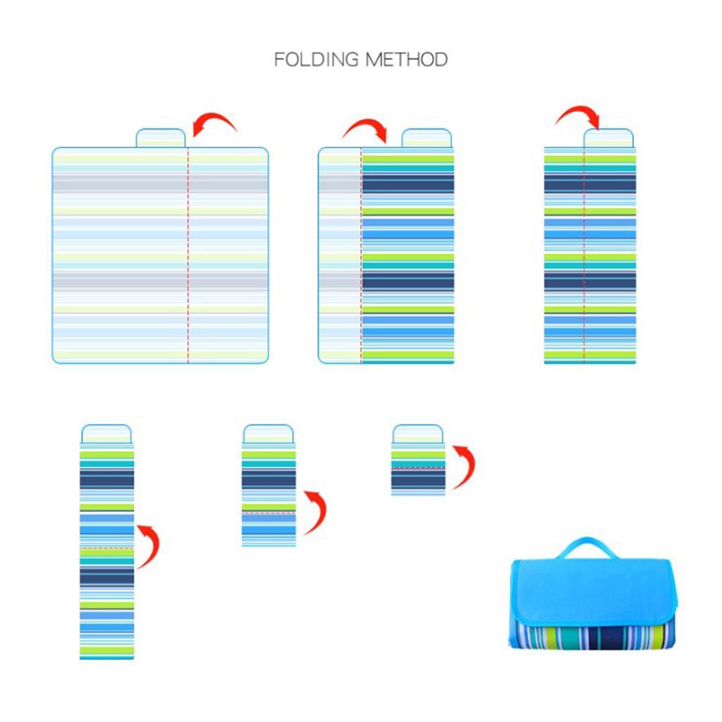 Waterproof Picnic Blanket Travel Outdoor Beach Camping Rug Blue Stripe