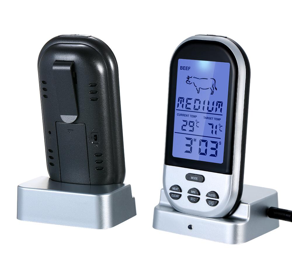 Nhiệt kế Thịt không dây có Đầu dò, Màn hình LCD có đèn nền hiển thị nhiệt độ chính xác