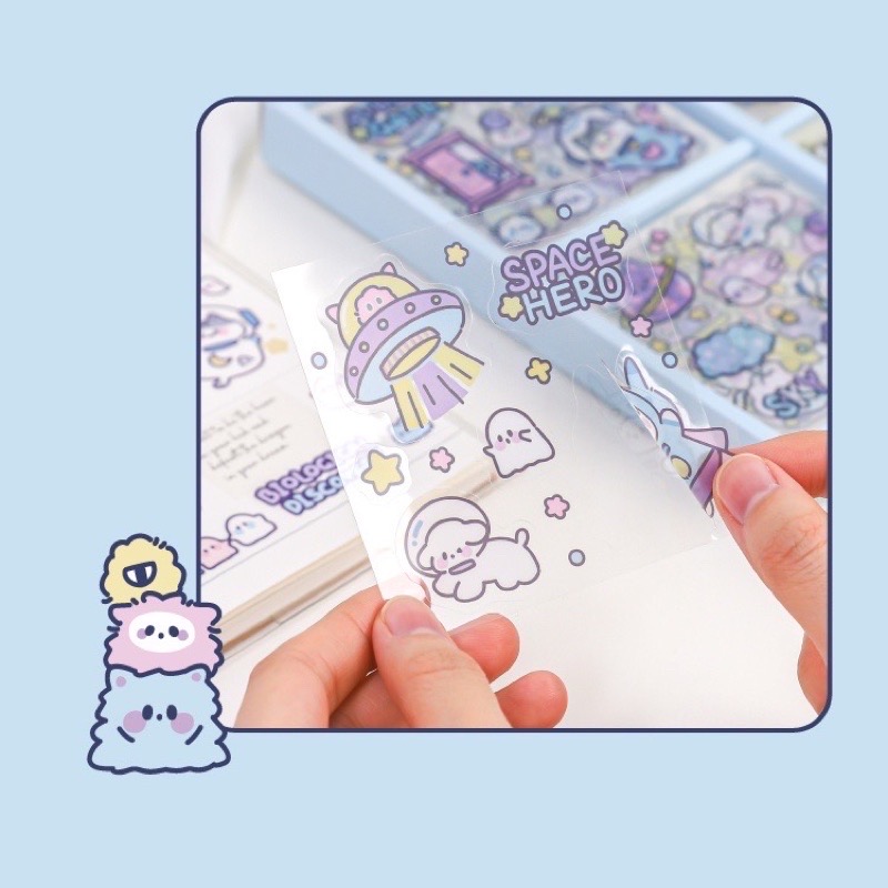 Sticker hộp 100 tấm cute Universe Kingerganter (PVC)