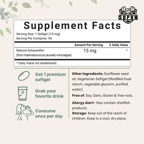 Micro Ingredients Astaxanthin 12mg (120 viên) - Tăng Sức Bền Cho Cơ Bắp, Cải Thiện Làn Da