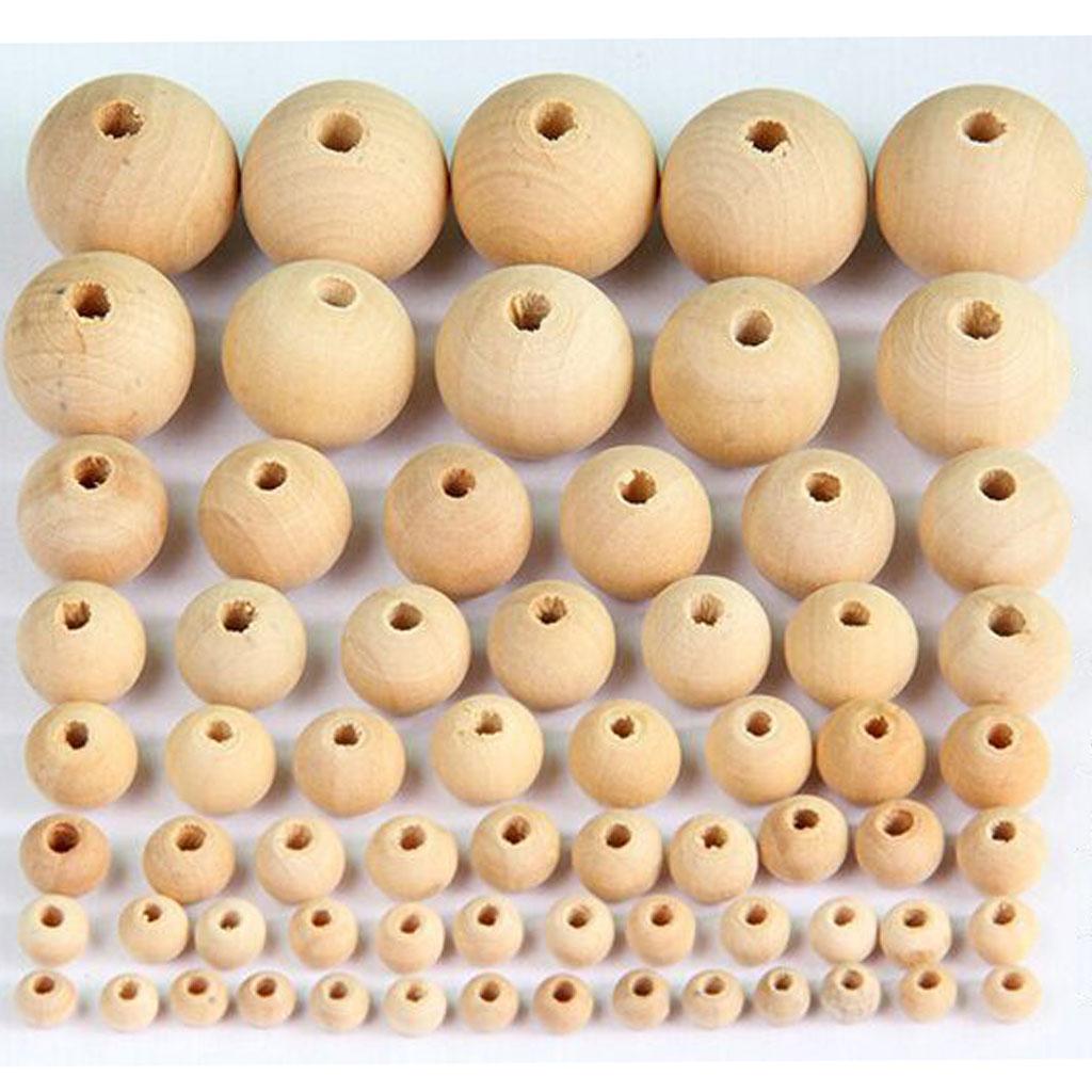 50x 6mm + 50x 10mm Wood Wooden Rustic Beads for Crafts DIY Home Holiday