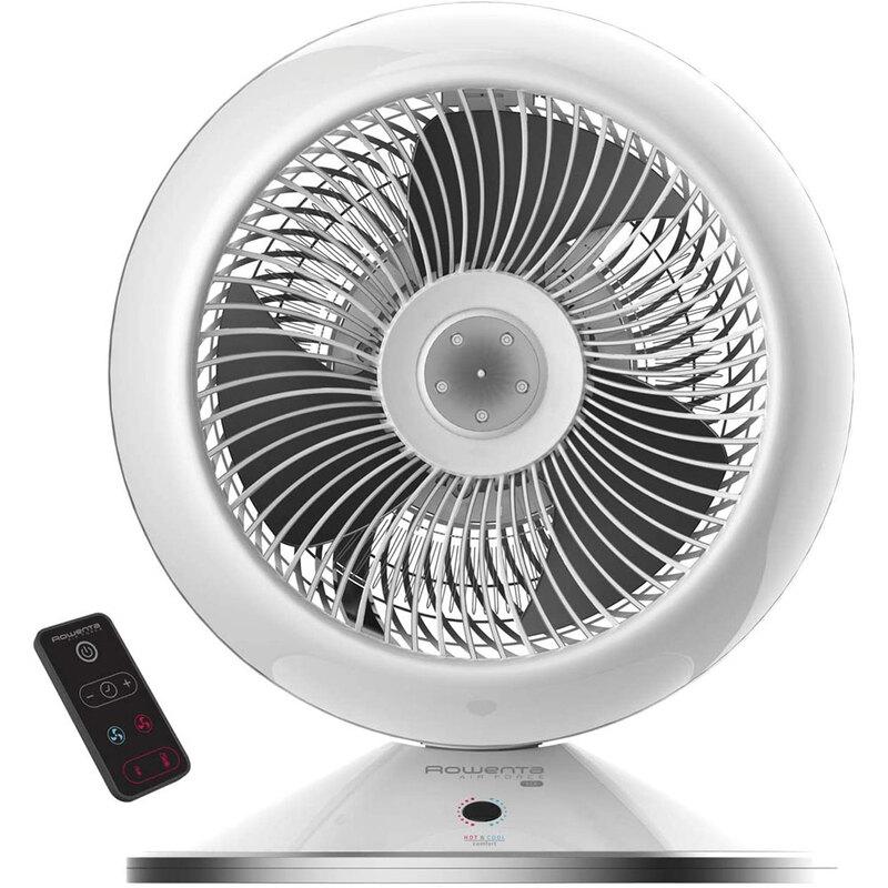Quạt Sưởi Mini Rowenta HQ7112 Air Force Hot & Cool 2In1, Quạt Mát và Quạt Sưởi Ấm, Có Điều Khiển, Hẹn Giờ Tắt, Nhập Đức
