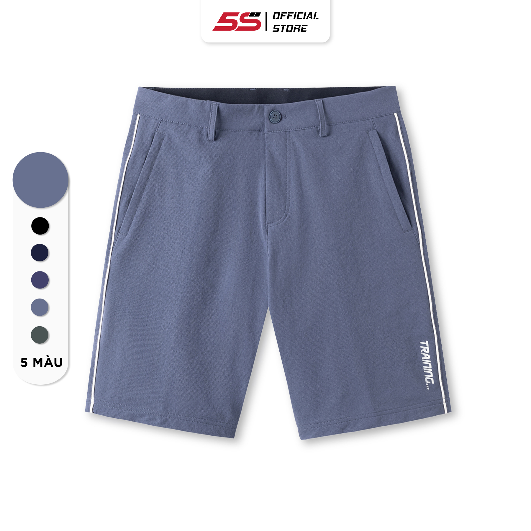 Quần Short Thể Thao Nam 5S TRAINING, Thoáng Khí, Mềm Mại, Thiết Kế Khỏe Khoắn, Có Cúc Cài Co Giãn Thoải Mái (QST23007)