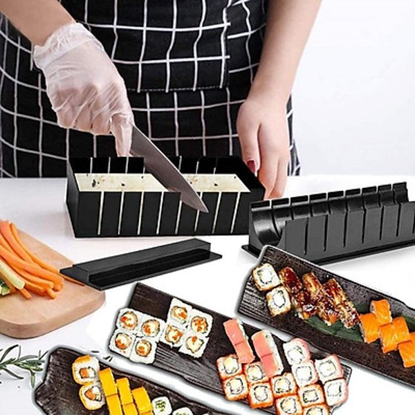 Bộ Khuôn Dụng Cụ Làm Sushi, Cơm Cuộn 10 Món Tiện Lợi, Nhanh Chóng