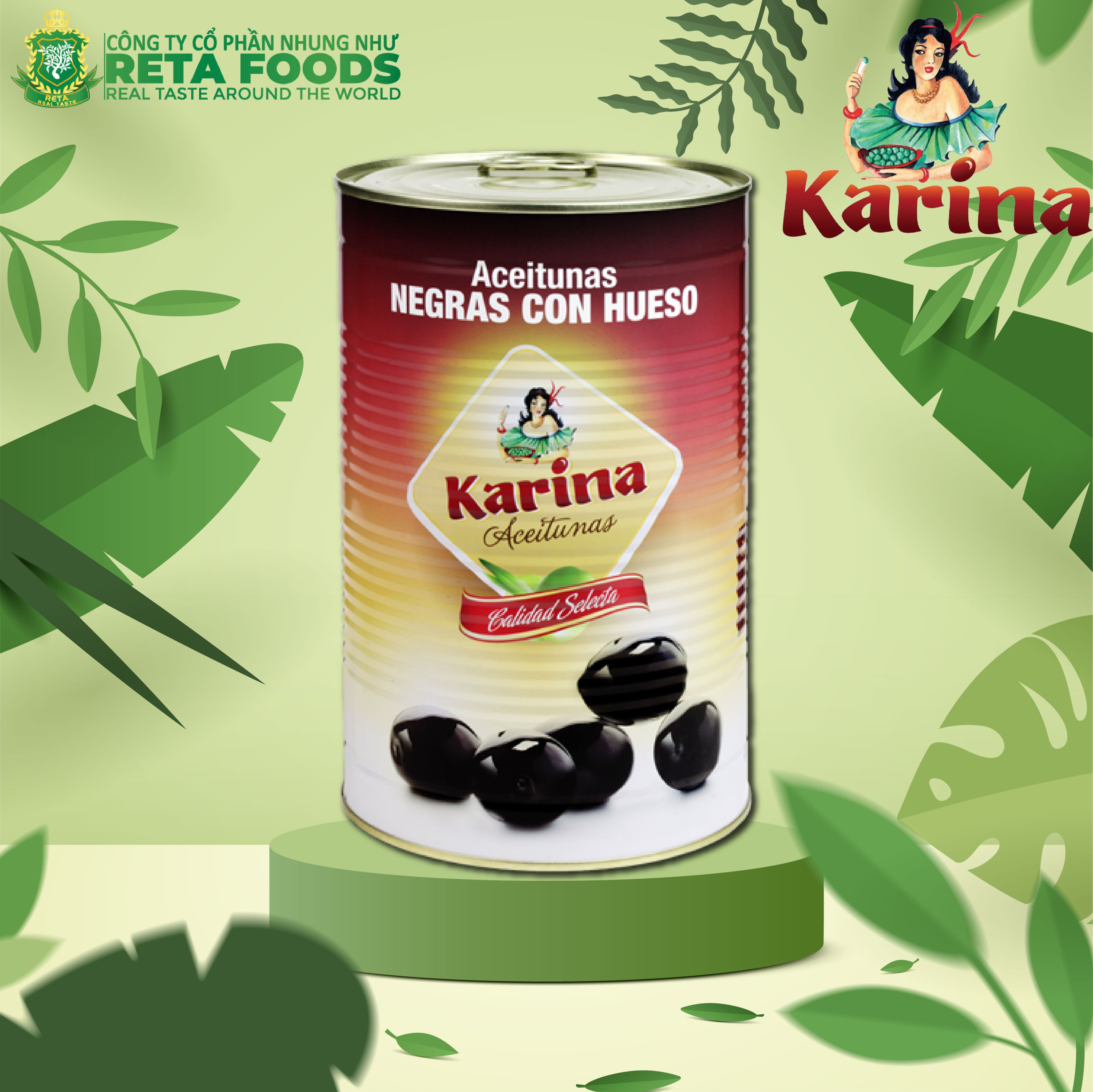 Trái oliu đen nguyên hạt Karina 4300 GR