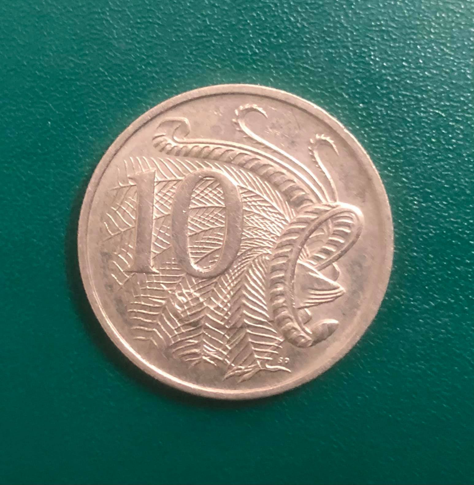 Đồng xu 10 cent Úc 23.6mm, chân dung Nữ hoàng Elizabeth II trung tuổi