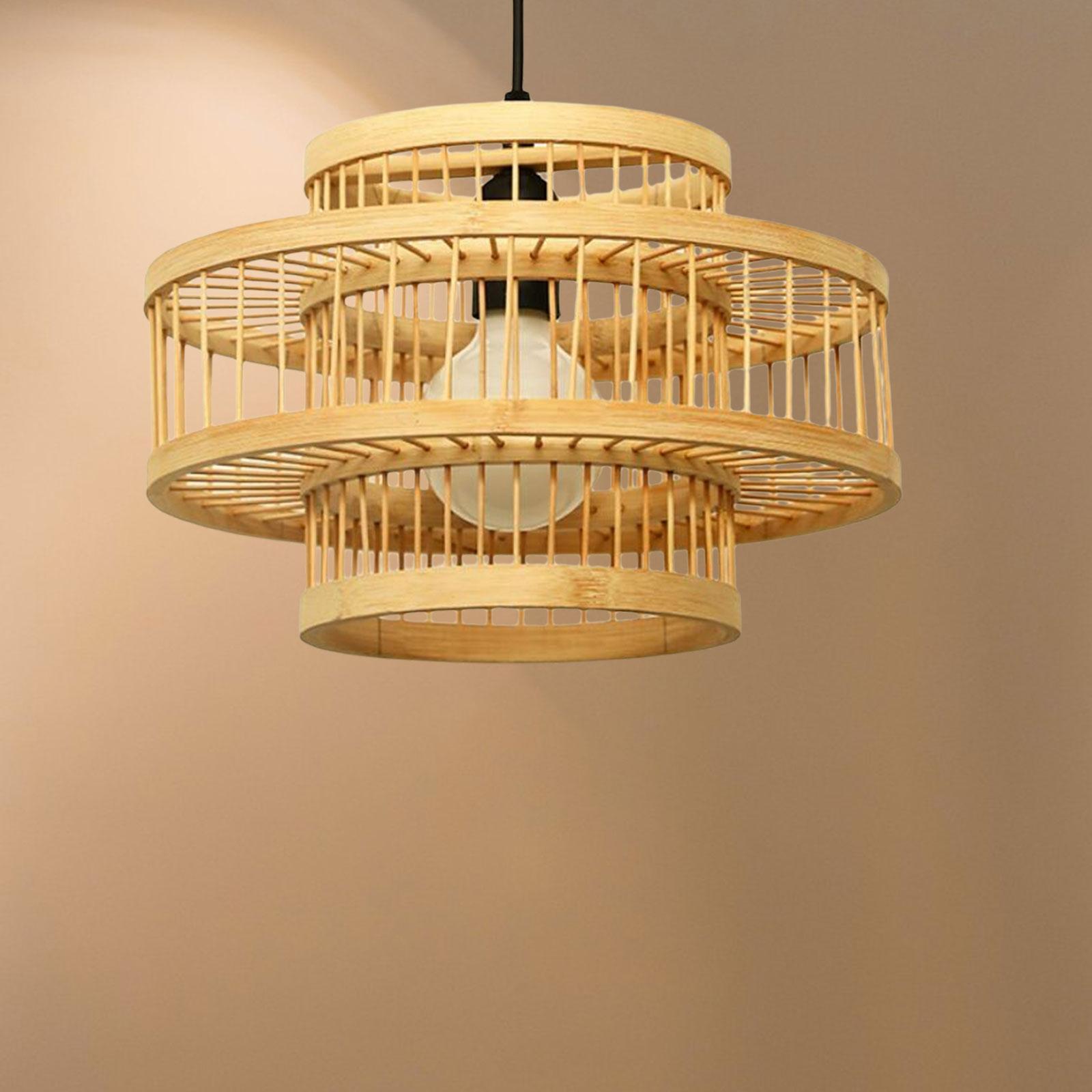 Bamboo Lamp Shade Ceiling Light Cover Chandelier for Dining Room Decor