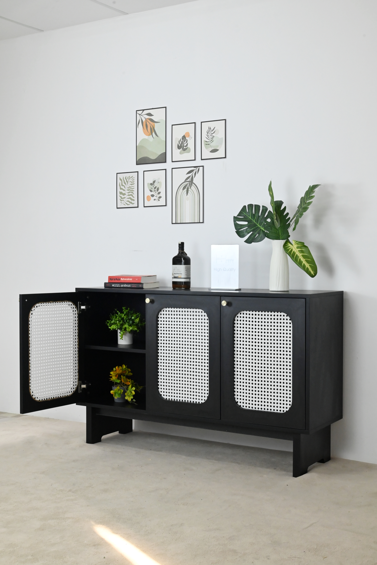 [Happy Home Furniture] MEYDAN, Tủ lưu trữ 3 cánh mây, 128cm x 40cm x 80cm ( DxRxC), TCM_054