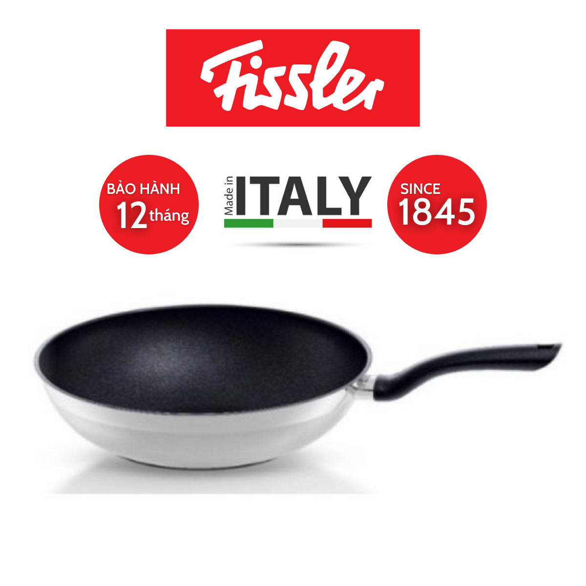 Chảo đáy sâu / sâu lòng chống dính Fissler Cenit Wok 32cm - Sản xuất tại Ý - Hàng chính hãng