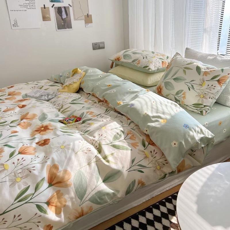 Bộ Chăn Ga Gối Cotton Living 100%cotton Hàng Nhập Khẩu Cao Cấp 4 Món