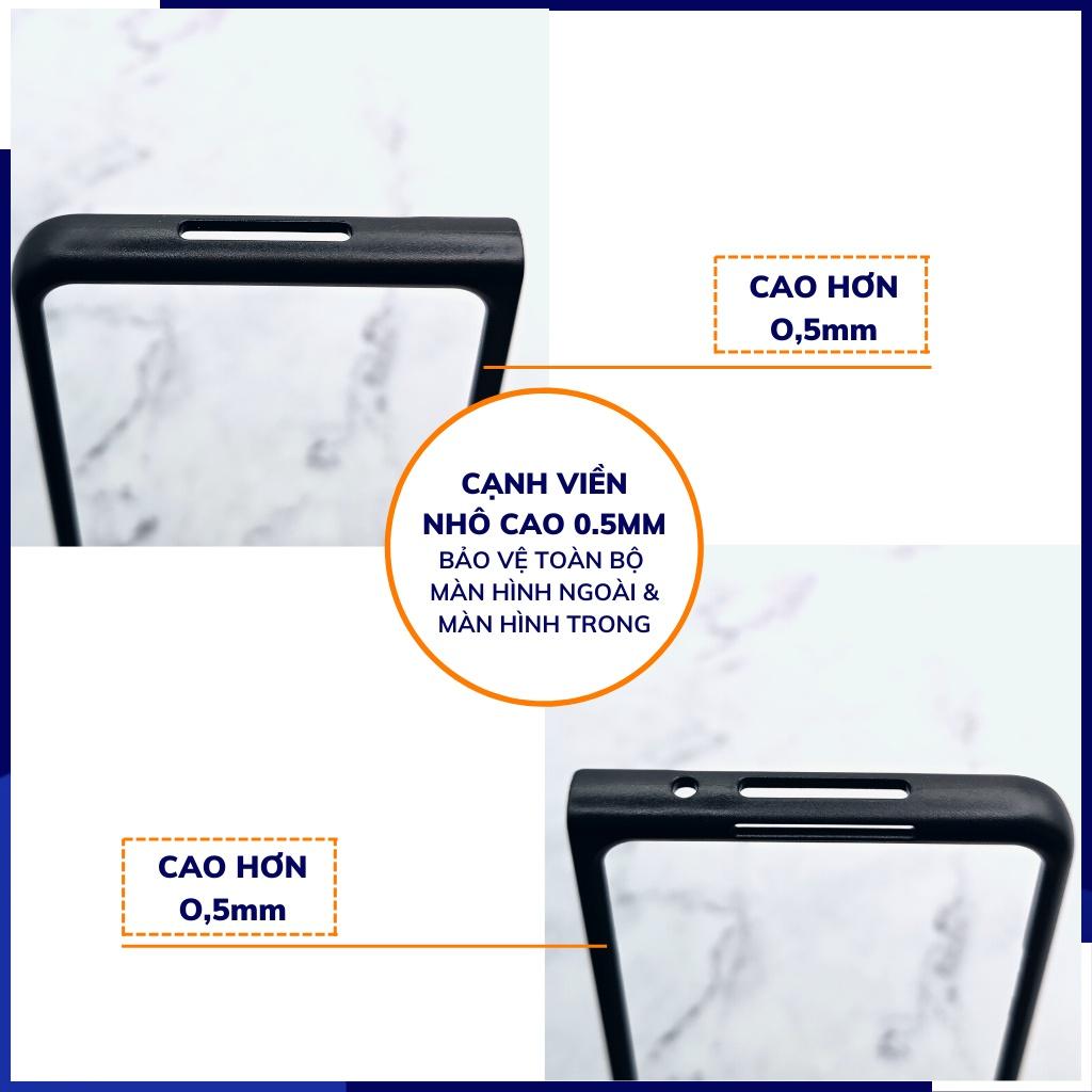 Ốp lưng z fold 4 fold 3 chống vân tay nhựa cứng viền đen vải jean 1 màu phụ kiện điện thoại huỳnh tân store