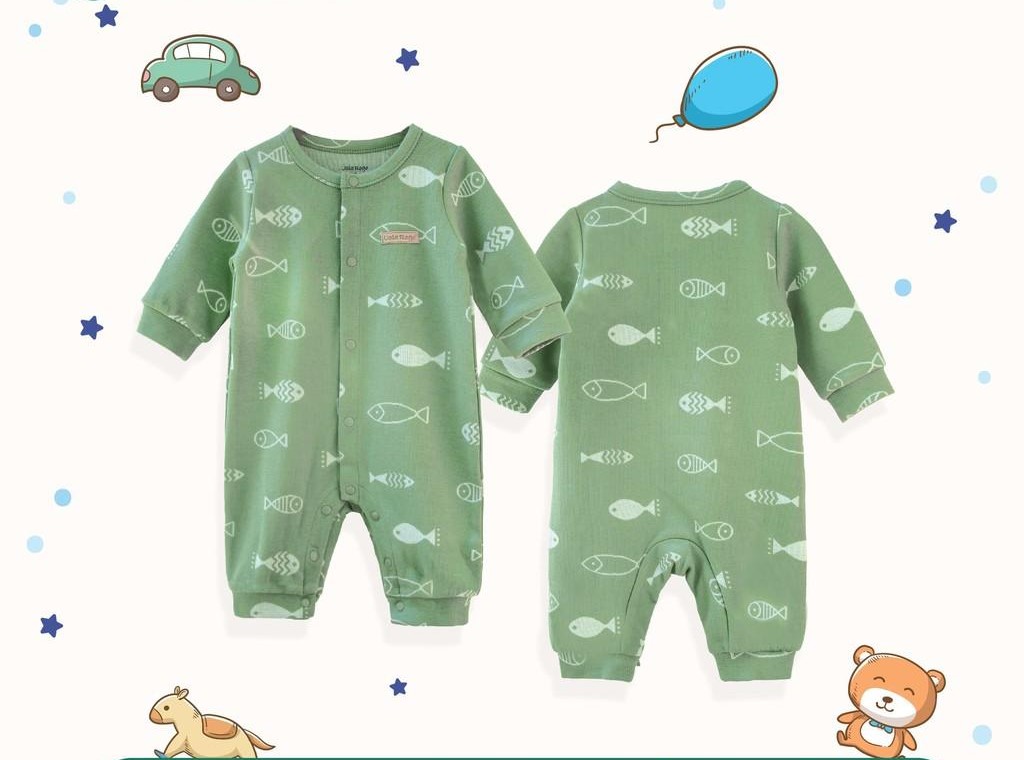 Bộ Body cúc giữa họa tiết cá từ 0-3m