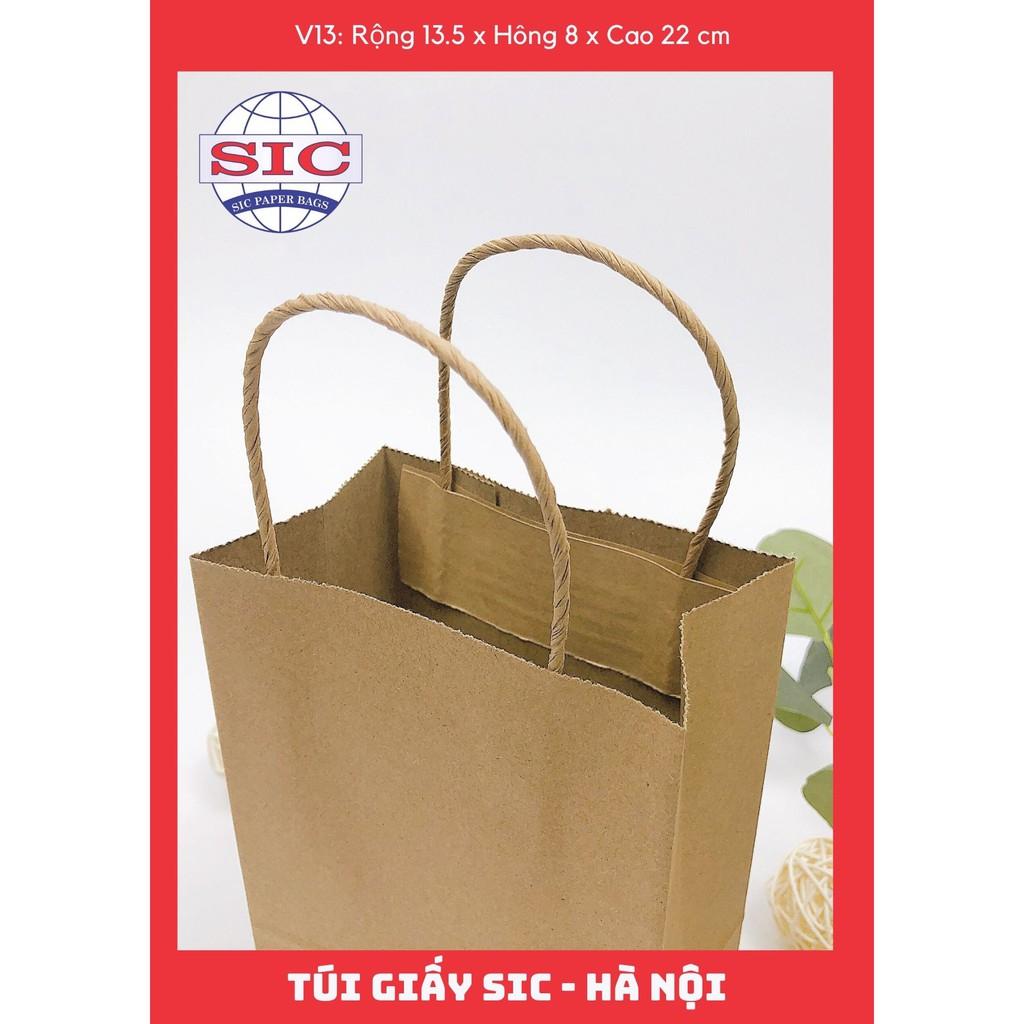 10 CHIẾC TÚI GIẤY KRAFT V13: 13.5x8x22 CÓ QUAI