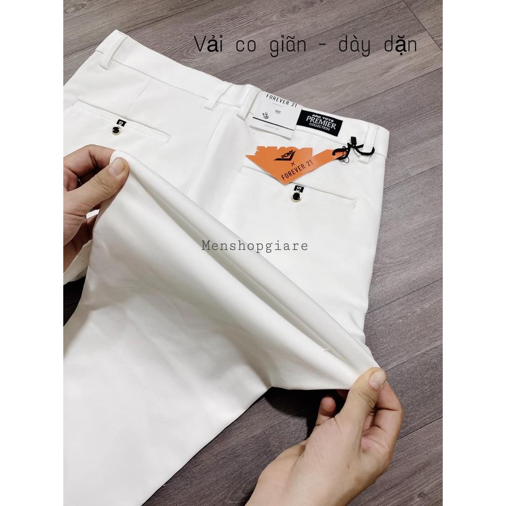 Quần Dài Nam Kaki Âu Màu Trắng Tinh hình thật