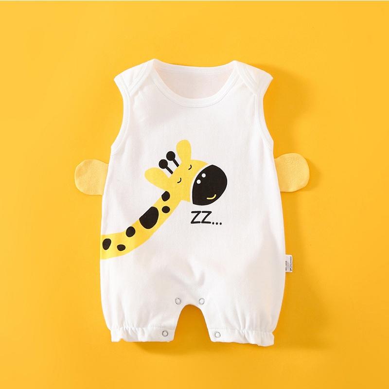 SS003 Bodysuit cho bé trai bé gái sơ sinh 0-12 tháng kiểu dáng liền thân sát nách hình thú đáng yêu