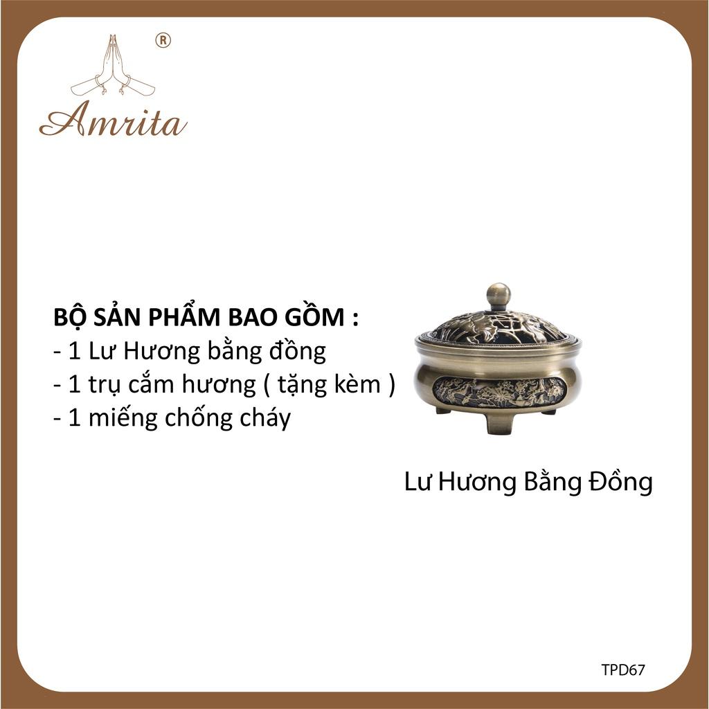 Lư Hương Bằng Đồng - Lư đồng đốt hương ba chân đế thiết kế sang trọng - Lư xông trầm bằng đồng nguyên khối, dày dặn,
