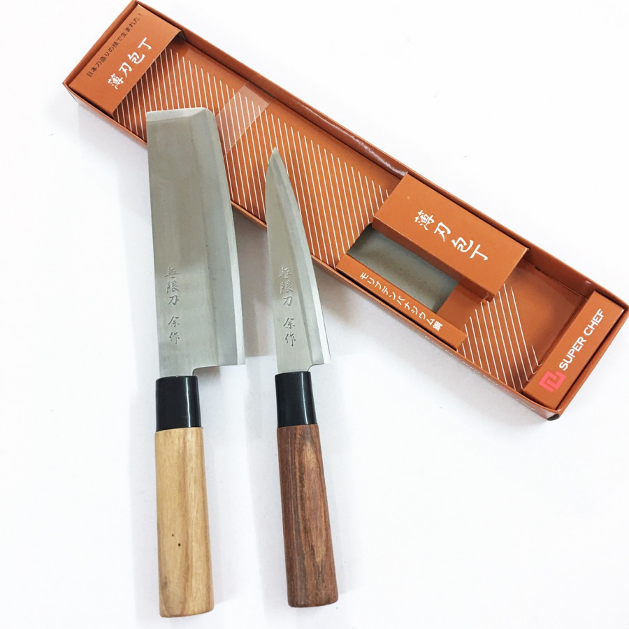 Set 2 Dao Bếp thái gọt cao cấp cán gỗ Chính hãng Tiêu chuẩn Nhật Bản D_86