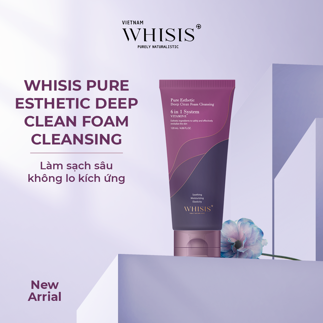 Sữa Rửa Mặt Vitamin E WHISIS Pure Esthetic Deep Clean Foam Cleansing Sạch Sâu, Da Trắng Sáng 120ml
