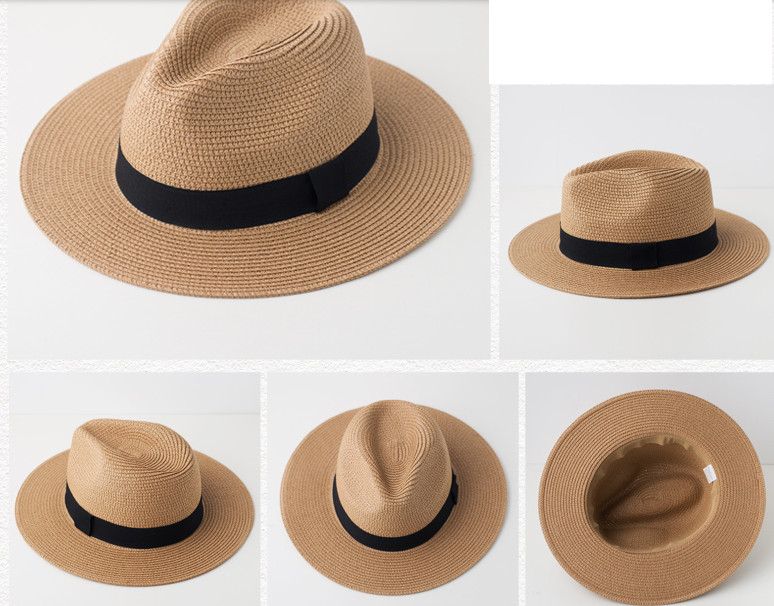 Mũ phớt cói rộng vành cho nam chống nắng chống uv phong cách Hàn, nón phớt nam thời trang màu vàng hung