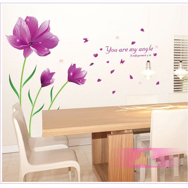 Decal dán tường Hoa cánh bướm AmyShop (150 x 200 cm)