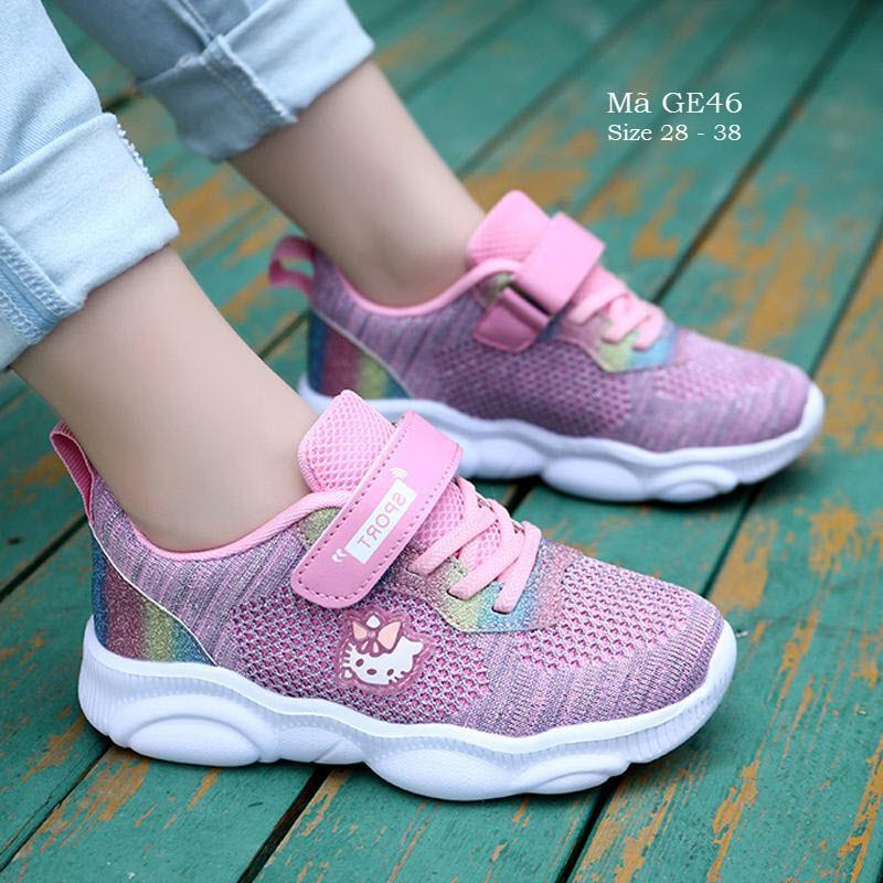 Giày thể thao bé gái 4 - 12 tuổi siêu nhẹ giày trẻ em học sinh đi học thời trang đàn hồi kháng khuẩn đi học đi chơi GE46