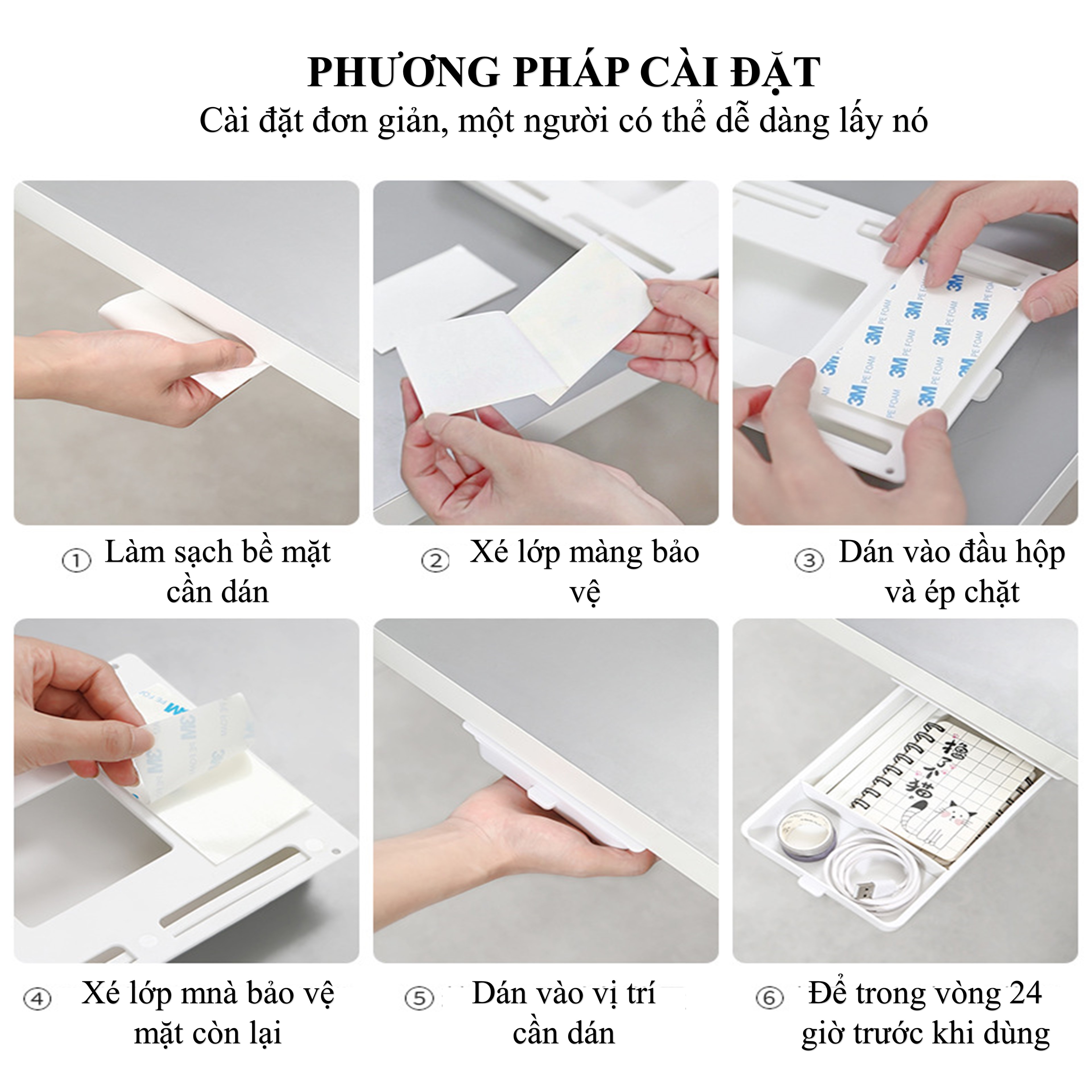 Ngăn lưu trữ đặt dưới hộp bàn đựng đồ ngăn nắp - chất liệu nhựa ABS và nhưa PP cứng cáp - kéo dễ dàng, đựng đồ thoải mái - Hộp nhỏ - Hộp lớn