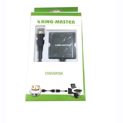 Cáp Micro HDMI -> VGA + Audio KM KY H128B, Cáp chuyển đổi Micro HDMI sang Vga có audio Kingmaster KY H128B-HÀNG CHÍNH HÃNG