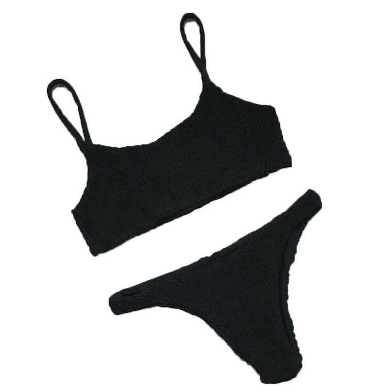 Đồ bơi nữ 2 mảnh Bikini gấp gọn in họa tiết hình tam giác