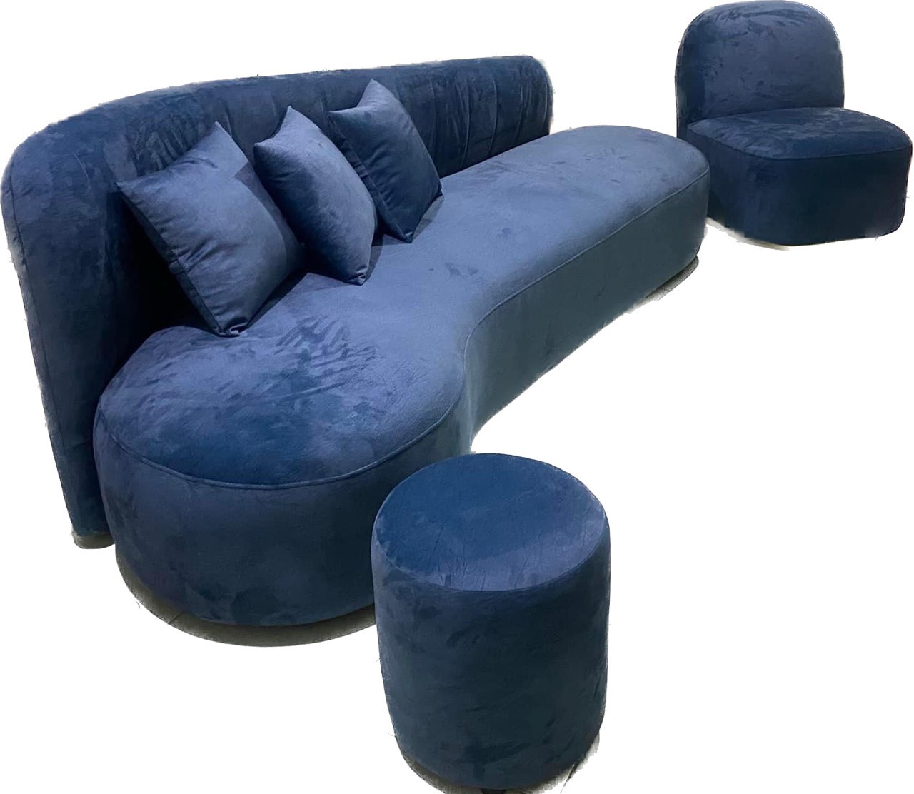 Bộ sofa băng dài 2m Tundo kèm ghế đơn xoay và đôn tròn BOMBI