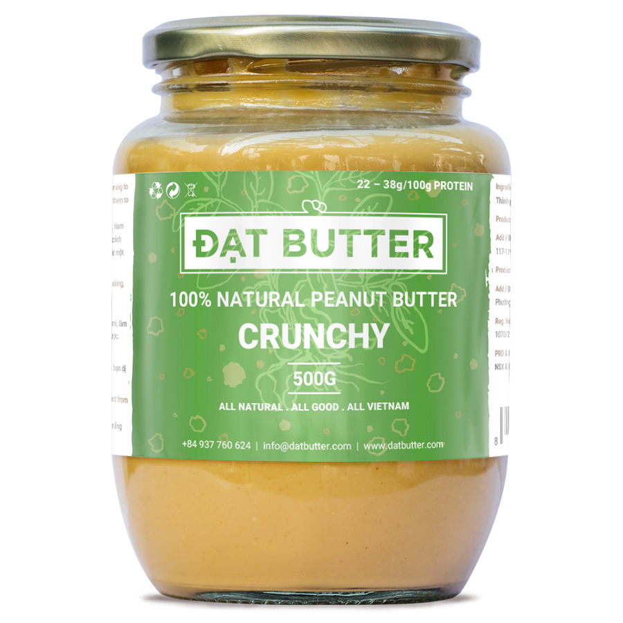 Bơ Đậu Phộng Nguyên Chất Có Hạt Đạt Butter (500g)