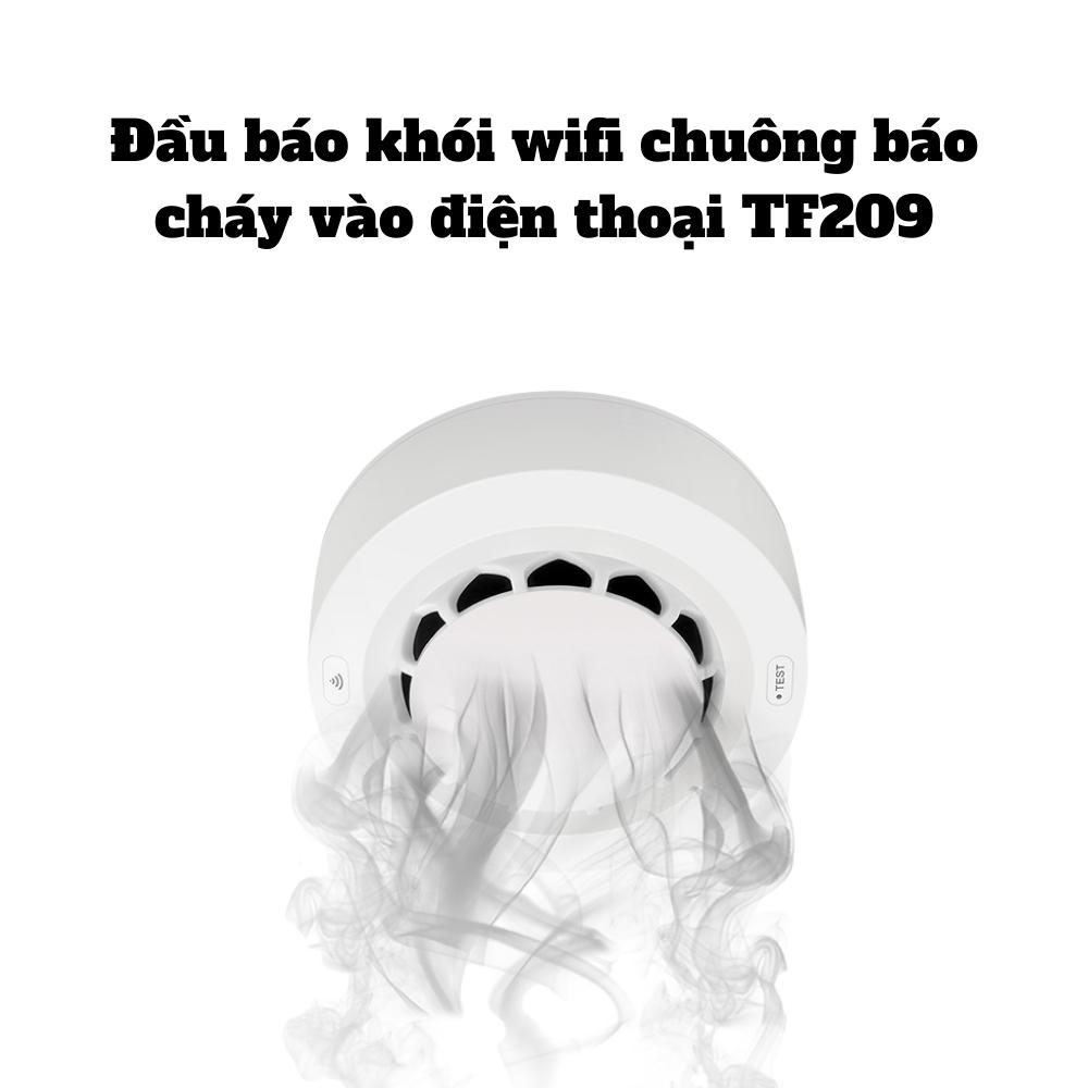 Đầu báo khói wifi chuông báo cháy vào điện thoại TF209