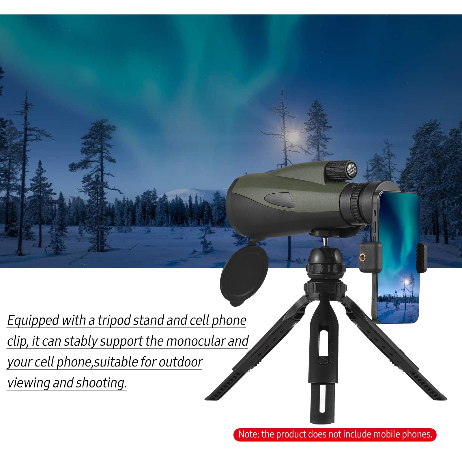 10-30x60 Zoom Monocular BAK4 Prism Waterproof Monocular Phone Telescope for Wildlife Birds Watching Camping Hiking Tourism Living Concert
