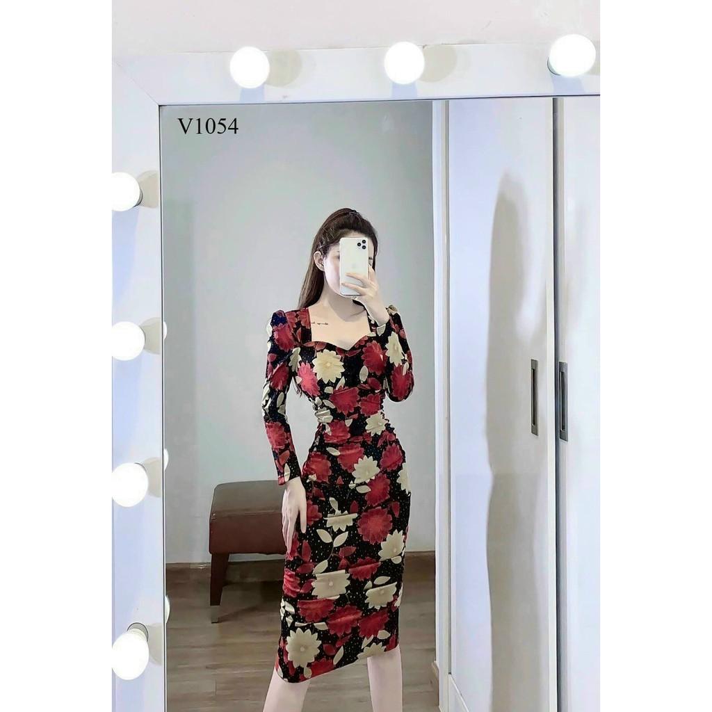 Đầm Body Tay Dài In Hoa,Có Mút Ngực,Màu Sắc Nhã Nhặn Thật Sự Phù Hợp Để Tới Công Sở, Đi Làm Hoặc Đi Chơi
