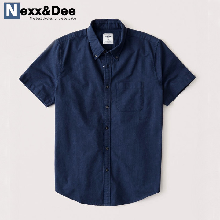 Áo sơ mi nam tay ngắn trắng công sở vải oxford denim có túi cao cấp SM04