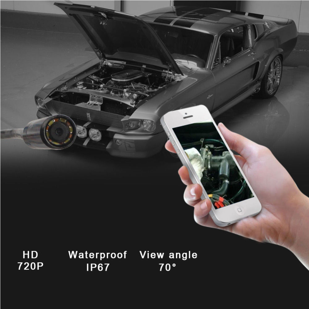 ROGTZ - Camera Nội Soi WiFi Chống Nước HD 1M Len 8mm Chất lượng hình ảnh HD 6LED Kết nối Wifi  Tương thích Ios Android Windows Chống nước IP67 Đa mục đích sử dụng Kiểm tra đường ống, thiết bị máy móc, động cơ Sửa chữa bảo dưỡng thiết bị  - Hàng Chính Hãng