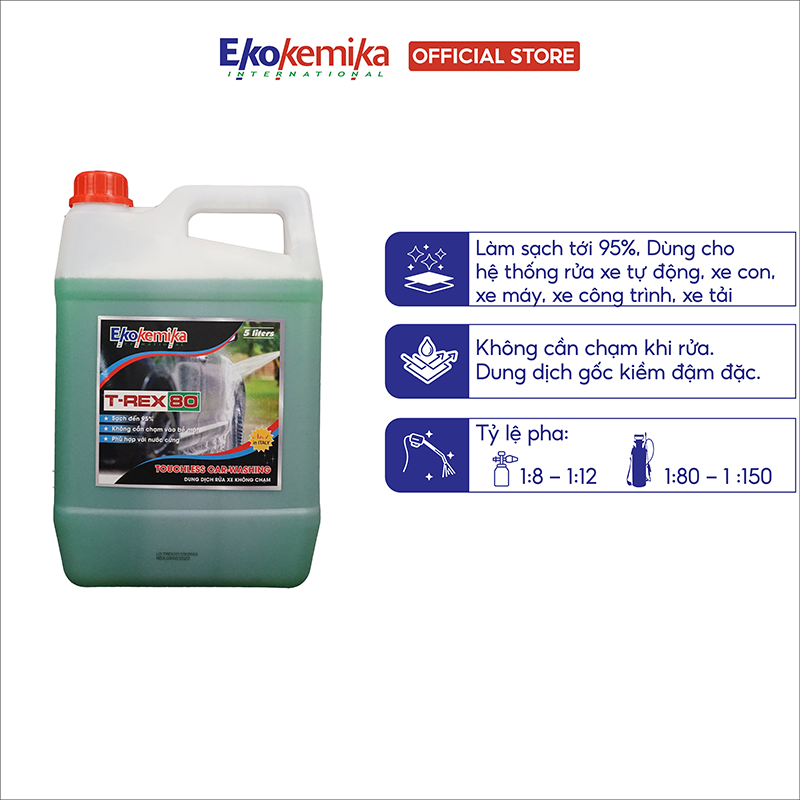 Nước Rửa Xe Không Chạm Đặc Biệt T-rex 80 Ekokemika (5L) - Hàng Chính Hãng