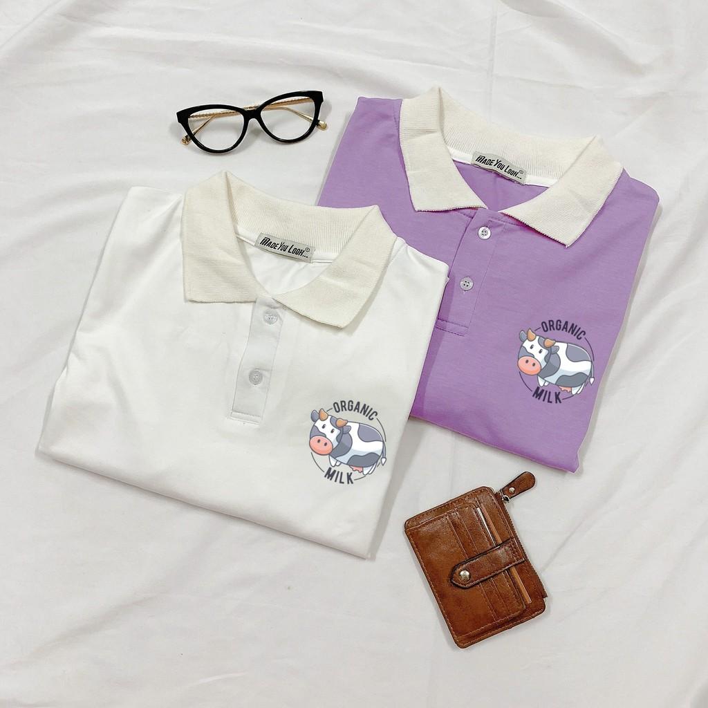 Polo Áo Thun Tay Lỡ Unisex Bò Sữa ORGANTIC MILK