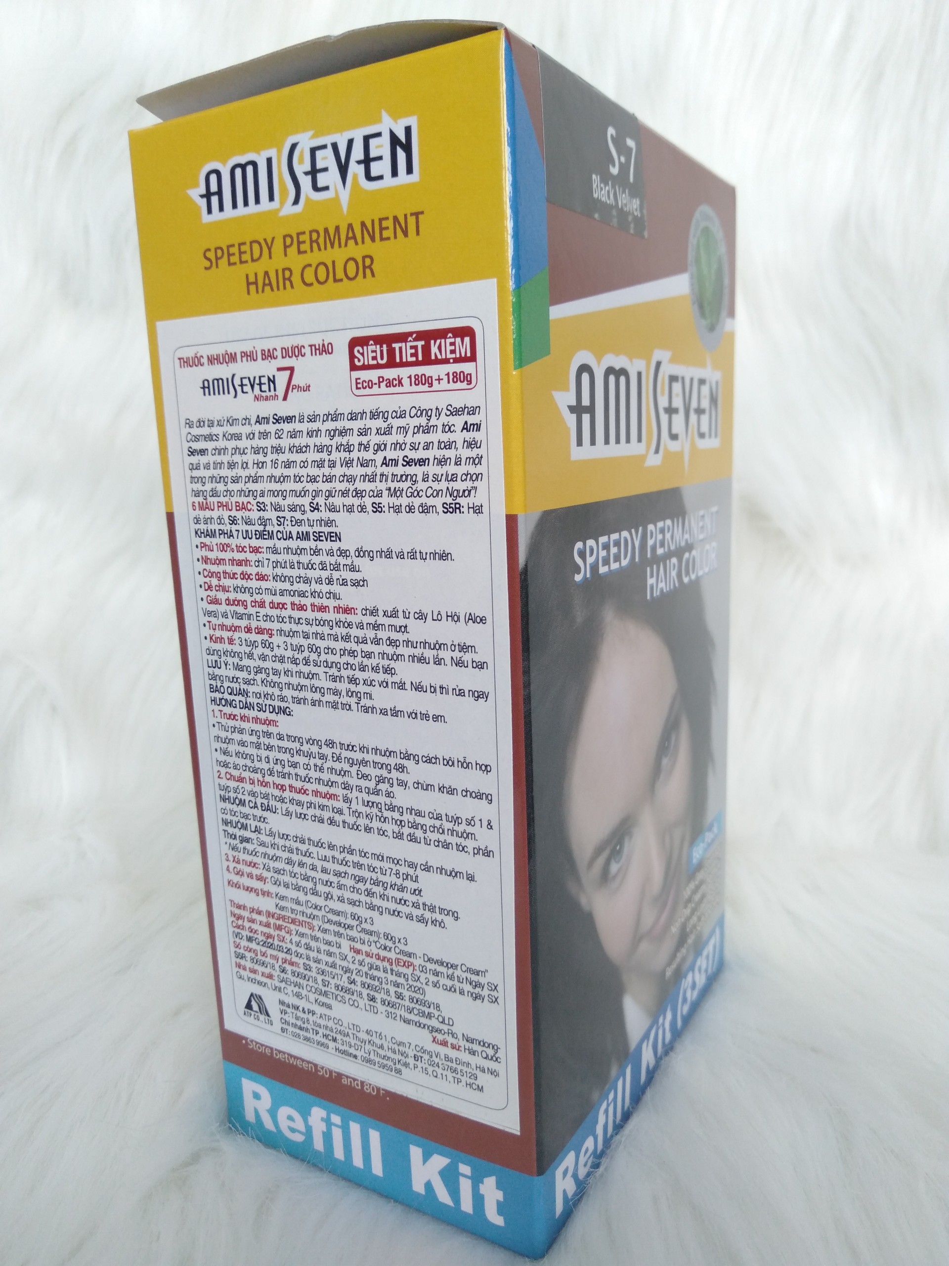 Nhuộm phủ bạc dược thảo SIÊU TiẾT KiỆM Ami Seven Nhanh 7 phút - S7 - ĐEN TỰ NHIÊN